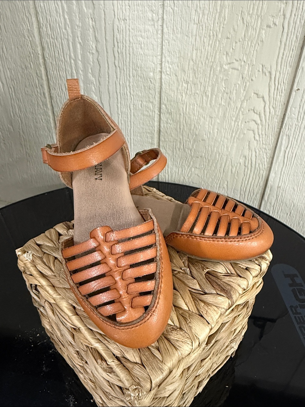 Old Navy Girls' Orange Woven Huarache Sandals with Ankle Strap